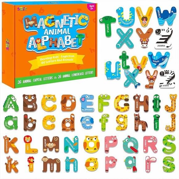 52 Magnetic Alphabet, 26 Uppercase & 26 Lowercase Letters, Adorable Animal - Picture 7 of 7